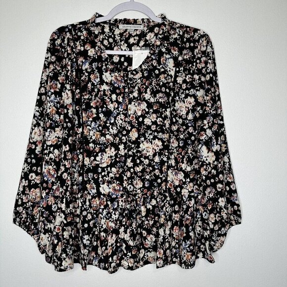 Collective Concepts Whimsical Blouse Black Floral 2XL - Picture 1 of 11